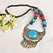 Unique Wood Beaded Hollowed Enamel Resin Lucite Antique Necklace Pendant