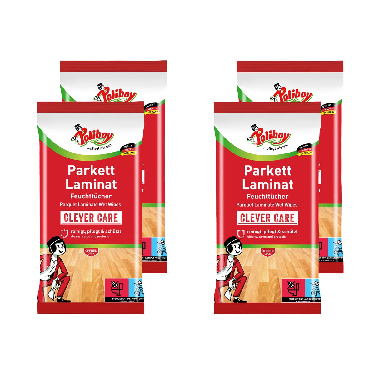 Poliboy Parquet/Laminate Floor Wipes Pack of 4 x 490 g