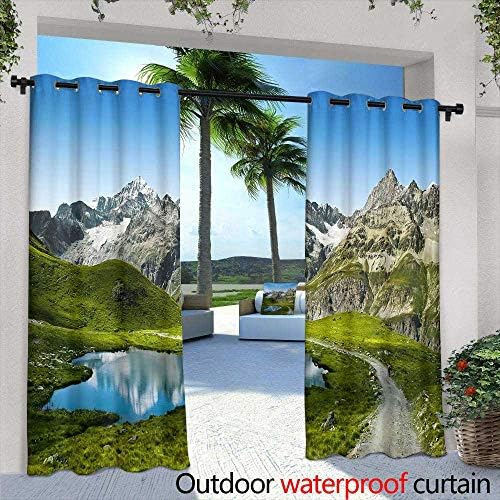 berrly Exterior/Outside Curtains,Alpine Alps Mountain Landscape at Jungfraujoch Top of Europe Switzerland,W108 x L84 Outdoor Patio Curtains Waterproof with Grommets