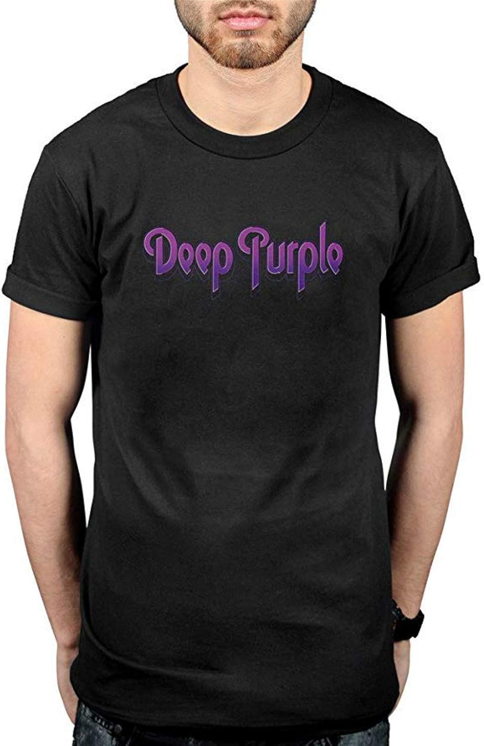 Deep Purple Logo Black Cotton Tops Mens Fashion TShirt Amazon.co.uk