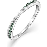 Blaniy Stackable Wedding Band 925 Sterling Silver Promise Rings Engagement Anniversary Half Eternity Ring Birthstone Jewelry Gifts for Women Size 5-10