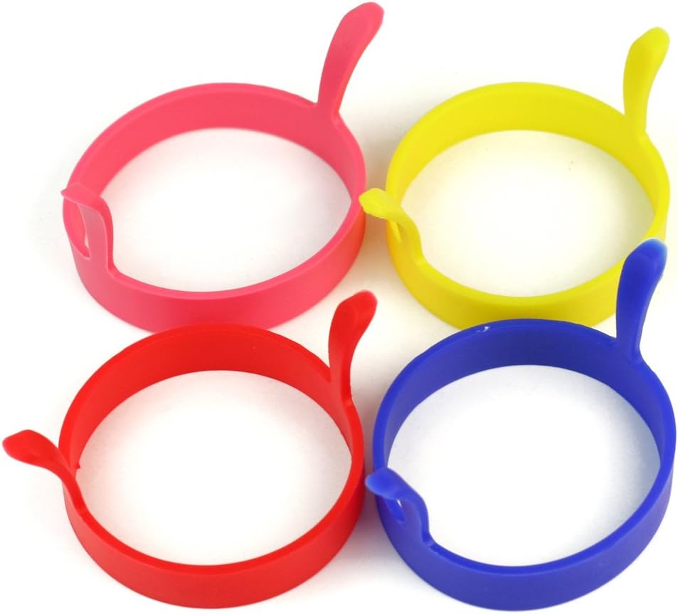 ILJILU 4 Pcs Kitchen Cooking Silicone Fried Oven Poacher Pancake Egg Poach Ring Mould