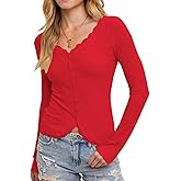 BONITEE Womens Long Sleeve Button Down Cardigan Sweaters Lace Crop Knit V Neck Cardigans Lightweight Open Front Sweater