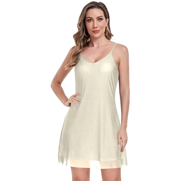 ODAWA Womens Slip Dress Antique White Adjustable Spaghetti Strap