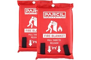 PARCIL DISTRIBUTION Parcil Safety PD-452 Emergency Fire Blanket (Pack of 2) Car Emergency Kit Fire Extinguisher for Home & Kitchen, Woven Fiberglass Household Essentials, Chemical Free, No Mess, Large