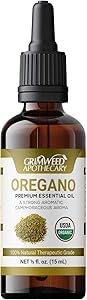 Organic Oregano Essential Oil - 100% Pure & Natural - Undiluted - Therapeutic Grade - Best Aromatherapy - with Glass Dropper