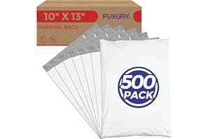 Fuxury 500 Pack Poly Mailers 10x13 Inch,Shipping Bags Bulk for Clothes,Self Seal Mailing Bags, Strong Adhesive Shipping Envelopes for Small Business,White