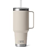 YETI Rambler 42 oz Tumbler with Handle and Straw Lid, Travel Mug Water Tumbler, Vacuum Insulated Cup with Handle, Stainless Steel, Cape Taupe