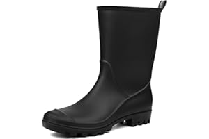 DKSUKO Women's Mid-Calf Rain Boots Garden Boots Waterproof Rubber Boots