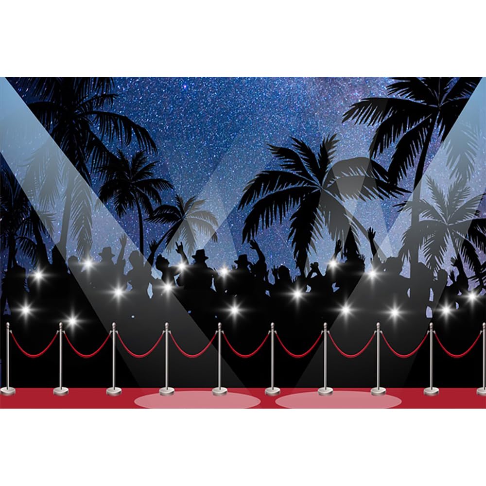 YongFoto 3x2m Vinyl Photography Backdrop Holly-wood Stage Backdrop Spotlights Starry Night for Party Decoration Photo Background Newborn Kids Adults Photoshoot Video Studio Backdrops 10ft