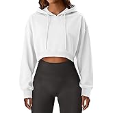 Remidoo Cropped Hoodie Women Long Sleeve Crop Top Casual Drawstring Hooded Sweatshirt