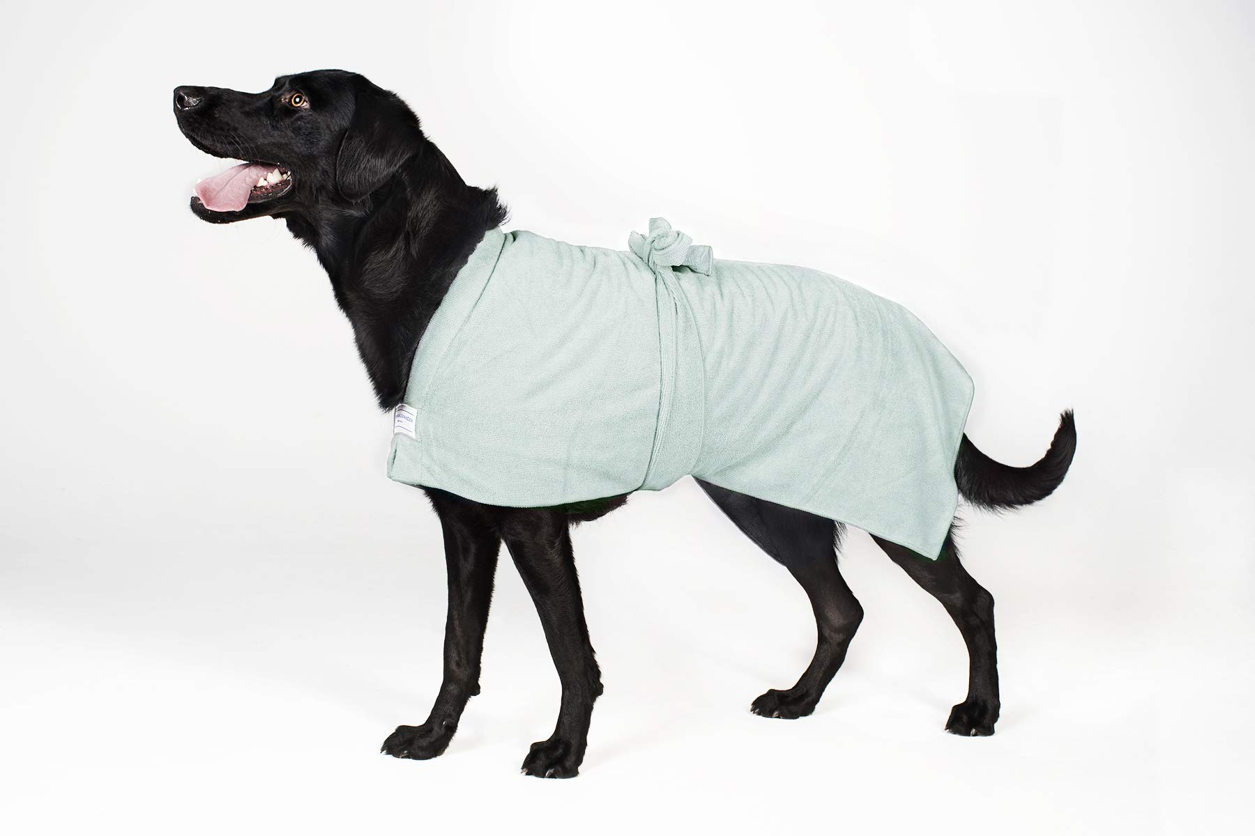 Toby and Alexander Super Absorbent, Quick Drying Dog Bathrobe, Towel Coat Wrap (L, Sea Foam)