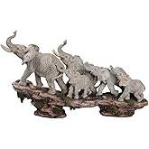 Comfy Hour Our Cute Elephant Friends Collection, Figurine Statue Sculpture, Stone Resin (Elephant Family on Cliff)