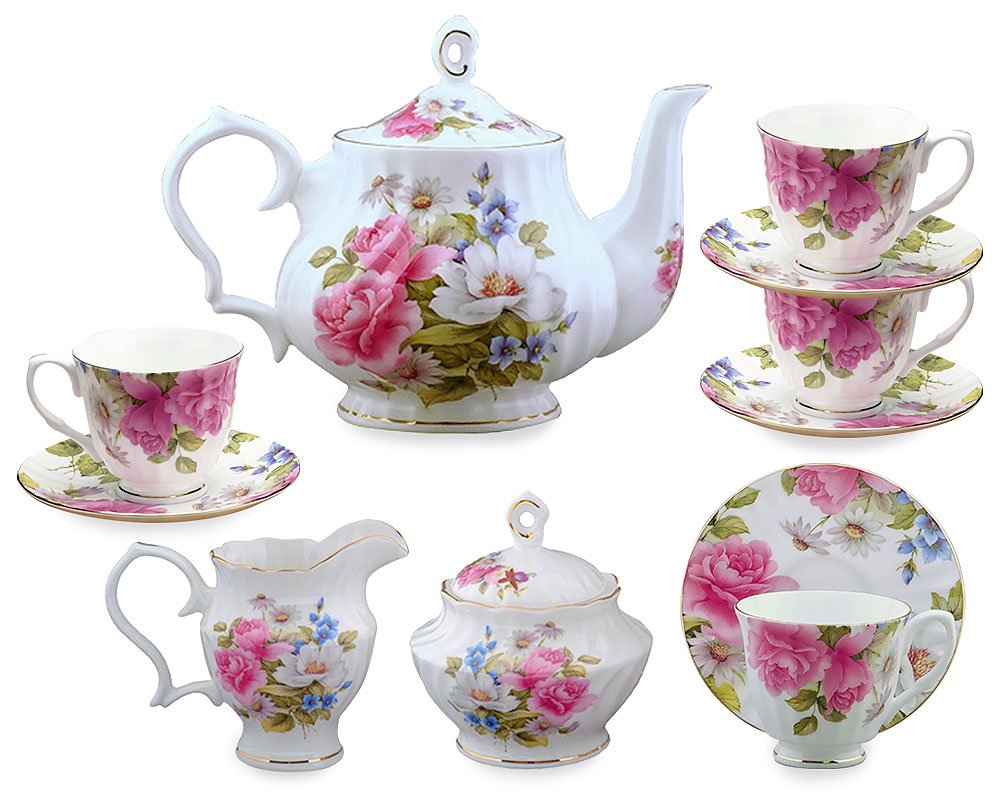 Gracie Bone China 11Piece Tea Set, Pink Grace's Rose eBay