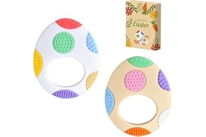 LITTLELAMB Easter Egg Silicone Teething Toys for Babies, 2-Pack - Colorful, Sensory Development Baby Chew Toys, Ideal for Toddler's First Easter Basket Stuffers