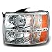 Xtune 2007-2013 Silverado, 2014 2500/3500 HD Chrome Headlights with LED Strip 2008 2009 2010 2011 2012