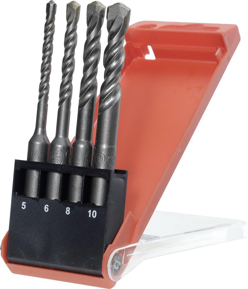 kwb 4-Piece SDS Plus Hammer Drill Bit Set - Self-Centering, Certified by PGM, Minimized Friction