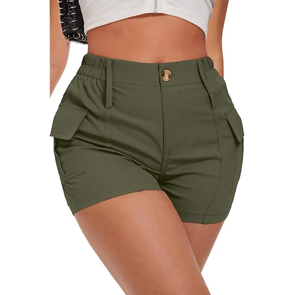 Cargo-Shorts Für Mädchen - Hohe Taille, Lässig Mit Taschen