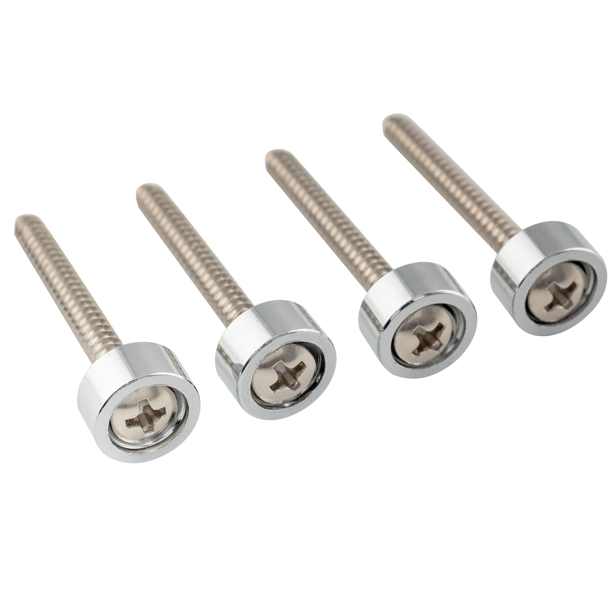 Musiclily Pro 12mm Steel Guitar Neck Mounting Ferrules Neck Joint Bushings and Bolts for Electric Guitar Bass, Chrome (Set of 4)