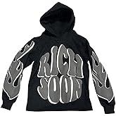 SHENHE Men's Y2k Graphic Print Aesthetic Streetwear Loose Long Sleeve Hoodie Pullover Sweatshirt