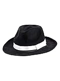 Black Gangster Felt Hat with White Band - Adult