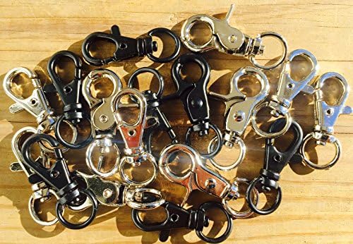 Black and Silver Swivel Lobster Clasps for Key Chain/Paracord Making - Metal Alloy Oval and Traditional Style - 20pcs Assorted Mix