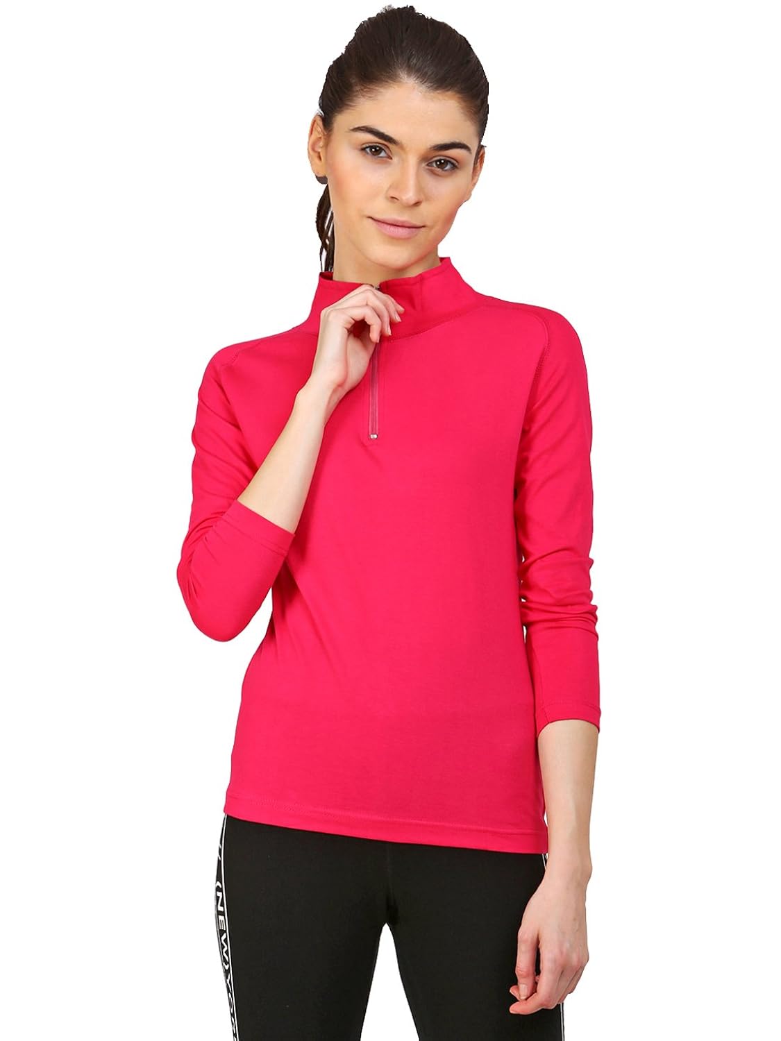 ap'pulse women's 1/4 zip hi neck tshirt