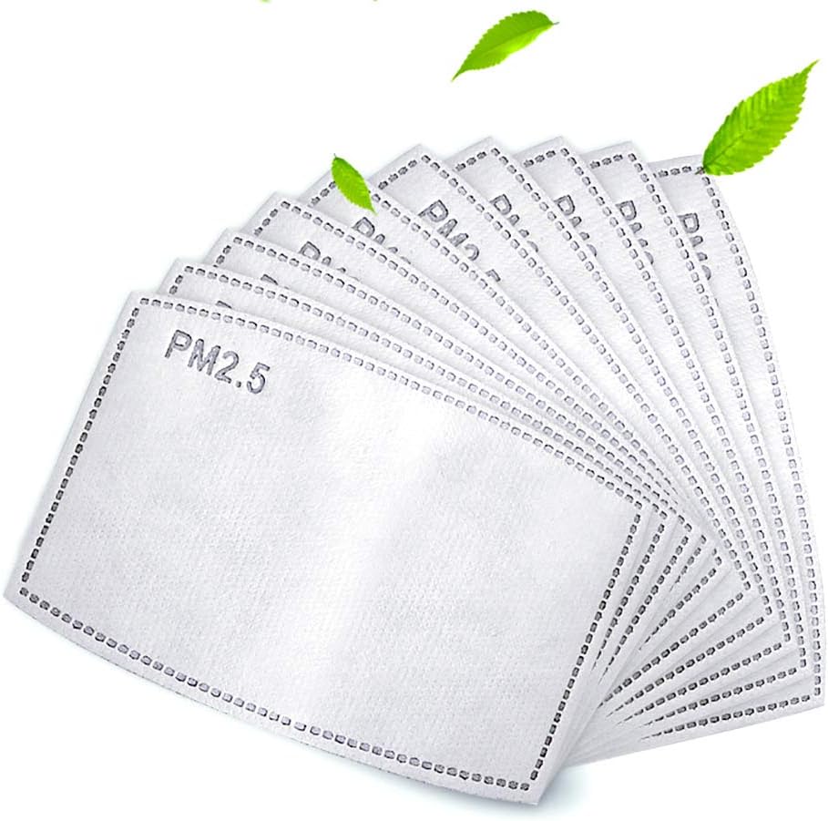 HAVII 50 Pack PM 2.5 Activated Carbon Filter Insert 5 Layers, Combination Cotton Air Filtration Replacement Pad Breathable Protective Filter