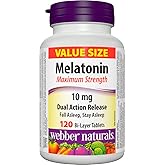 Webber Naturals Melatonin 10 mg Maximum Strength, 120 Dual Action Release Tablets, For Sleep Support, Vegan