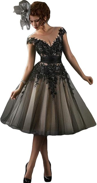 black lace applique dress