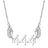 FLYOW Angel Number Necklace 925 Sterling Silver Angel Wings Pendant Necklace Lucky Choker Necklace Numerology Jewelry Birthday Valentine's Day Gifts for Women