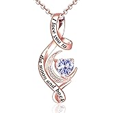 Distance I Love You to The Moon and Back Necklace 925 Sterling Silver Birthstone Necklace Birthday Valentines Day Gifts for Women Wife Mom Daughter
