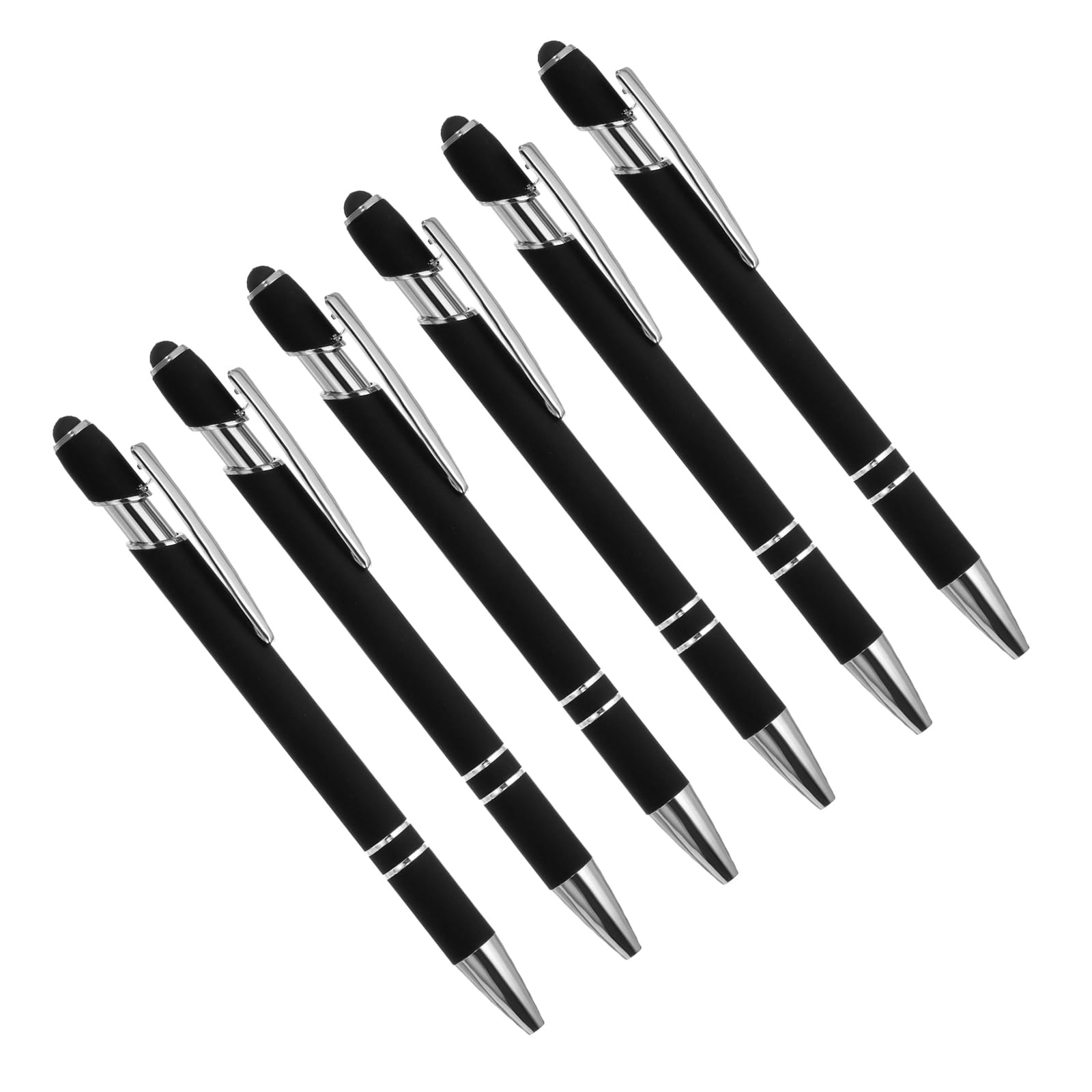 YOKIVE 6 Pcs Ballpoint Pen with Stylus Tip, 2 in 1 Black Ink Metal Shell 1.0mm Pen Tip Style 1, Great for Touch Screens, Office, Studios, Home, Writing, Drawing (Black)
