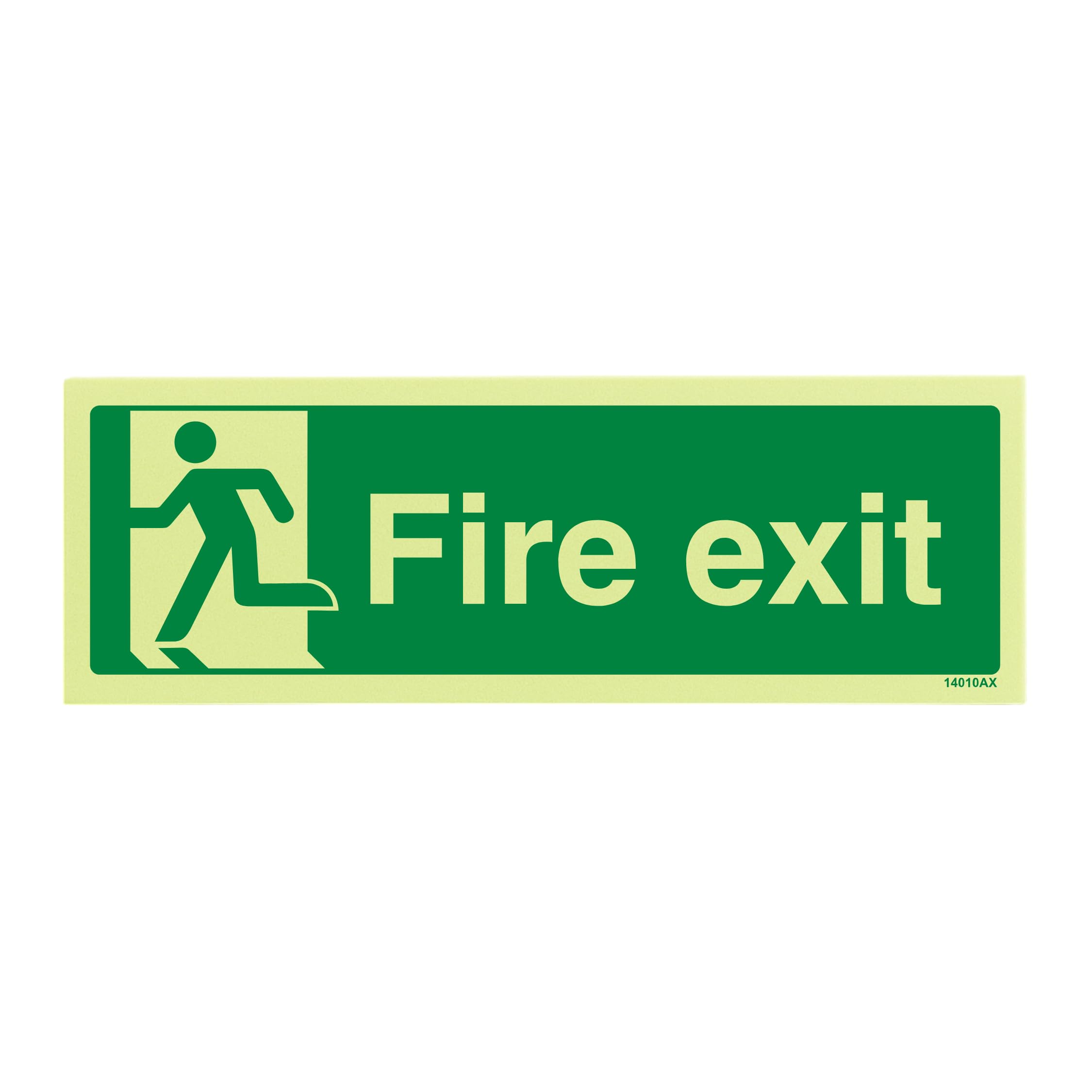 V Safety Glow In The Dark Final Fire Exit Man Left Sign - 300mm x 100mm - Self Adhesive Vinyl