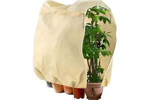 B Sepor Strong Plant Thickened Drawstring Bag Freeze Protection Covers Large Winter Shelter to Block Cold Air and Frost, Beige Large Pot Plant Bag 180 x 120cm (Surround Bag, L:47x70.5in)