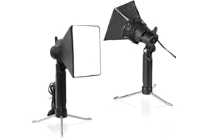 Meking Mini Softbox Photography Lighting Kit, Portable 4x4.8in Continuous Lighting LED Lamp with Collapsible Diffuser for Video Tabletop Studio Small Product Shooting, 2 Sets