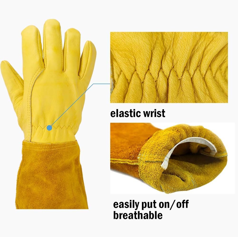 Long Gardening-Gloves Women/Men-Thorn proof Rose Pruning Heavy Duty Gauntlet-L: Home Improvement