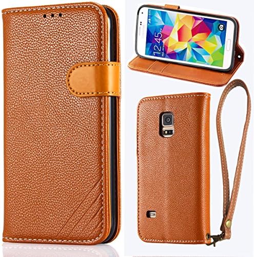 S5 Mini Case, Galaxy S5 Mini Case, LANOU Premium Leather Case Flip Cover with Stand for Samsung Galaxy S5 Mini - Brown