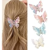 Fantasy Gradient Color Double Layered Butterfly Hair Clips, Medium Acrylic Claw Clips for Thick Thin Hair, Non-Slip Butterfly Jaw Clips, Beautiful Hair Accessories for Girls and Women (Dreamy Double)