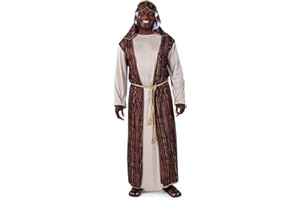 Fun Express Men's Deluxe Biblical Costume for Joseph - Premium Brown Tunic Robe Set for Bible Character Plays | Nativity Christmas Pageants, Church Events & Holiday Programs | One Size Fits