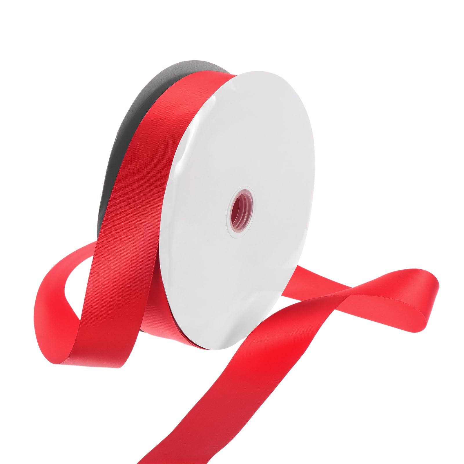 Rebower 3.8cm Satin Ribbon 91m Thick Double Face Grosgrain Silk Ribbon, [for Gift Wrapping, Hair Bows, Wedding, Cake, Flower] - 100 Yard/300ft/ Bright Red