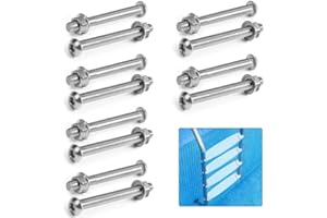 MOONOOM 12 Packs Swimming Pool Ladder Bolts and Nuts- Stainless Steel Pool Ladder Bolts Replacement Kit- Pool Ladder Steps Screws Fasteners for Fixing above Ground Pools Ladder Stairs
