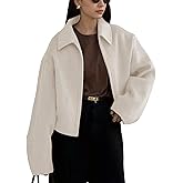 Yioaga Women Bomber Jacket Casual Lapel Long Sleeve Zip Up Cropped Coats Trendy Lightweight Outwear Fall Winter Streetwear