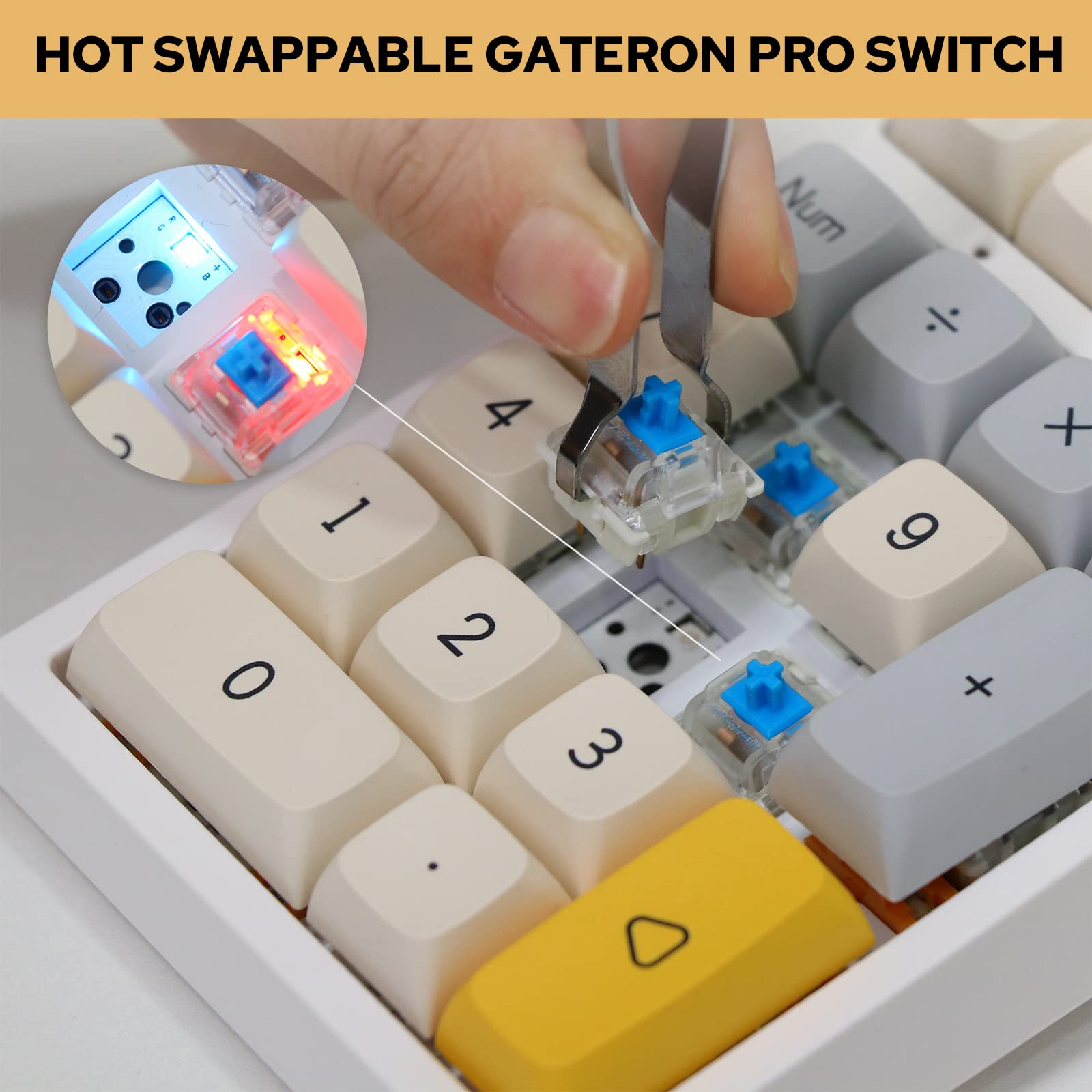 EPOMAKER TH21 21 Keys Hot Swappable Wired Numpad with RGB Backlight, Programmable,XDA Profile PBT Keycaps for Win/Mac(Gateron Brown Switch)