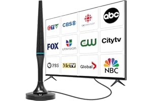 TV Antennas for Free Channels, 2026 Upgraded Digital TV Antenna Indoor with Magnetic Base, 360° Reception HD Antenna for TV W