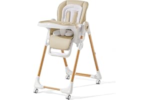 MALLIFY Convertible High Chairs for Babies and Toddlers, Height Adjustable Baby High Chair, High Chair with Removable Tray, Adjustable Backrest and Pedal, Portable Baby Dinning Chair with Lockable Wheels