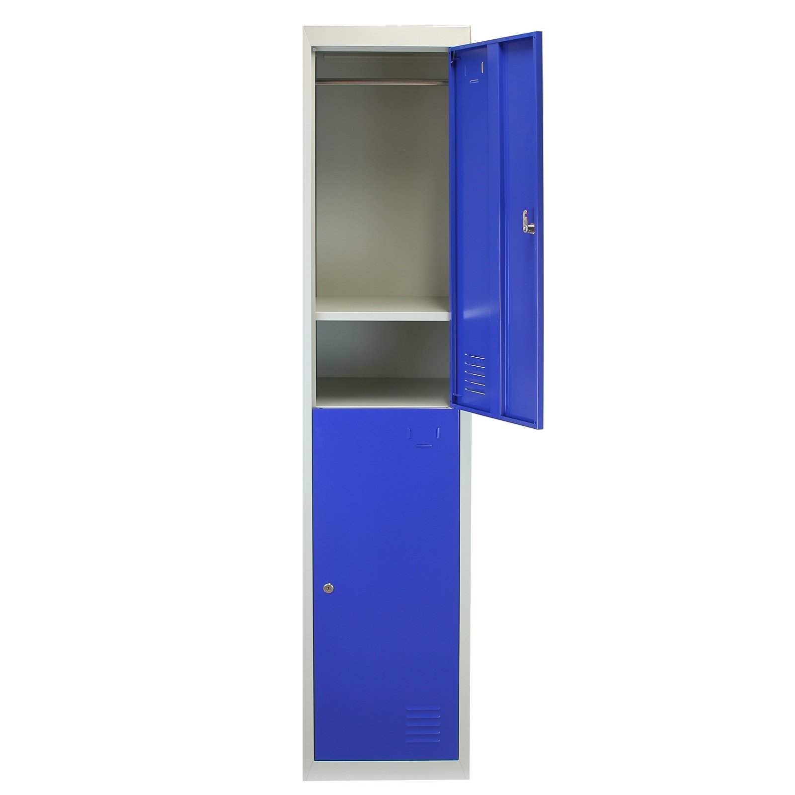 Metal Storage Lockers 2 Door Blue & Grey Steel Lockable Unit with