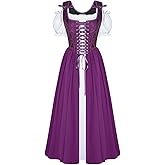 Scarlet Darkness Renaissance Costume Women Medieval Corset Dress Puff Sleeve Fairy Dress