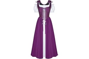 Scarlet Darkness Renaissance Costume Women Medieval Corset Dress Puff Sleeve Fairy Dress