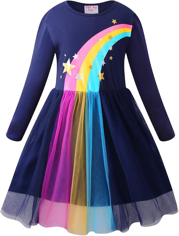 Vestidos de rapariga, vestidos de unicórnio de manga comprida, princesa borboleta, vestido de festa de verão em tulle 2-10 anos, Meteor 9T — foto 1 de 7